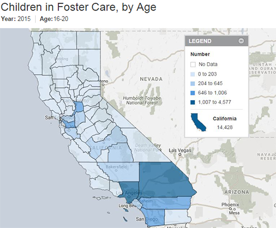 Children in Foster Care, by Age; 2015; Ages 16-20